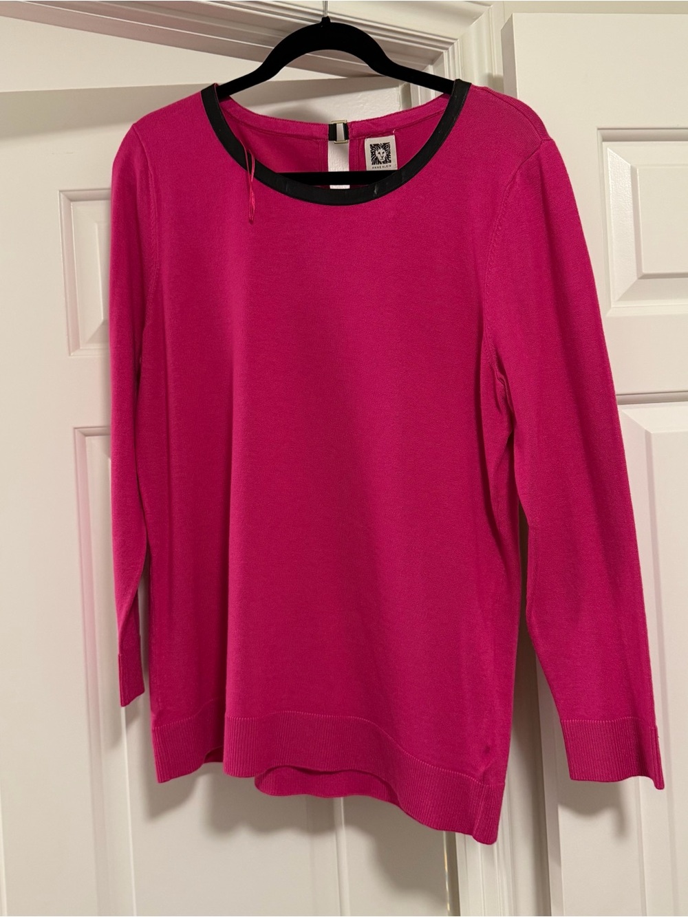 Women’s Fuchsia Crewneck Top with Black Trim